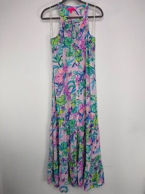 Lilly Pulitzer Pastel Floral Maxi Dress in Pink, Green & Blue